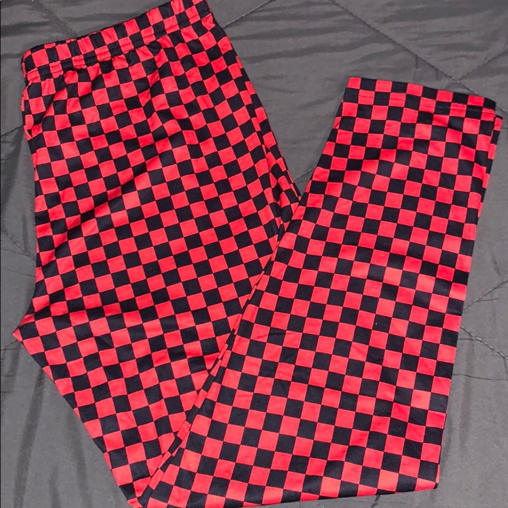 Red and Black Checkered Leggings